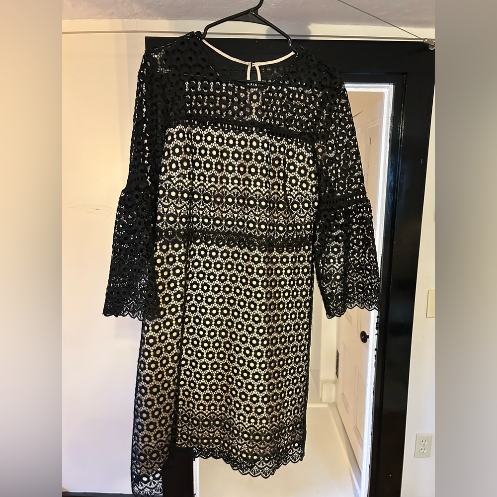 J. Crew Black Lace Long Sleeve Dress